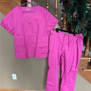 Vibrant Pink Women's Scrub Set
